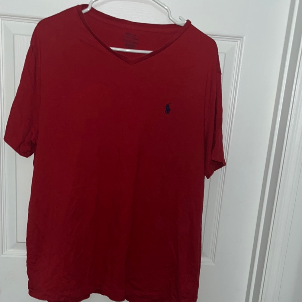 Ralph Lauren Red V-Neck Short Sleeve Tee